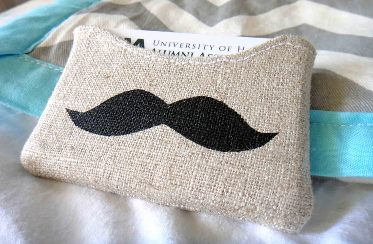 mustache gift card holder