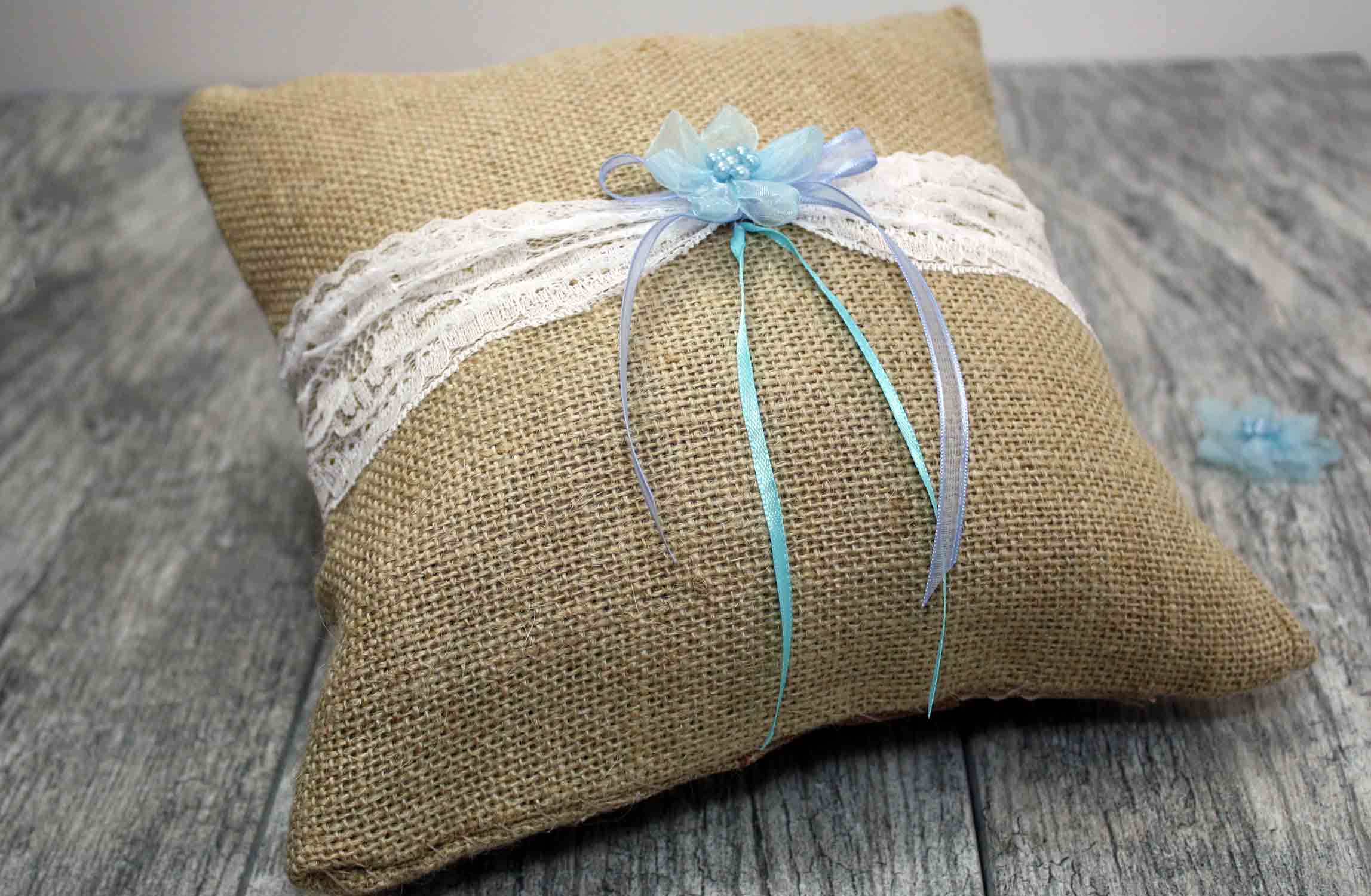 burlap and lace ringbearer pillow