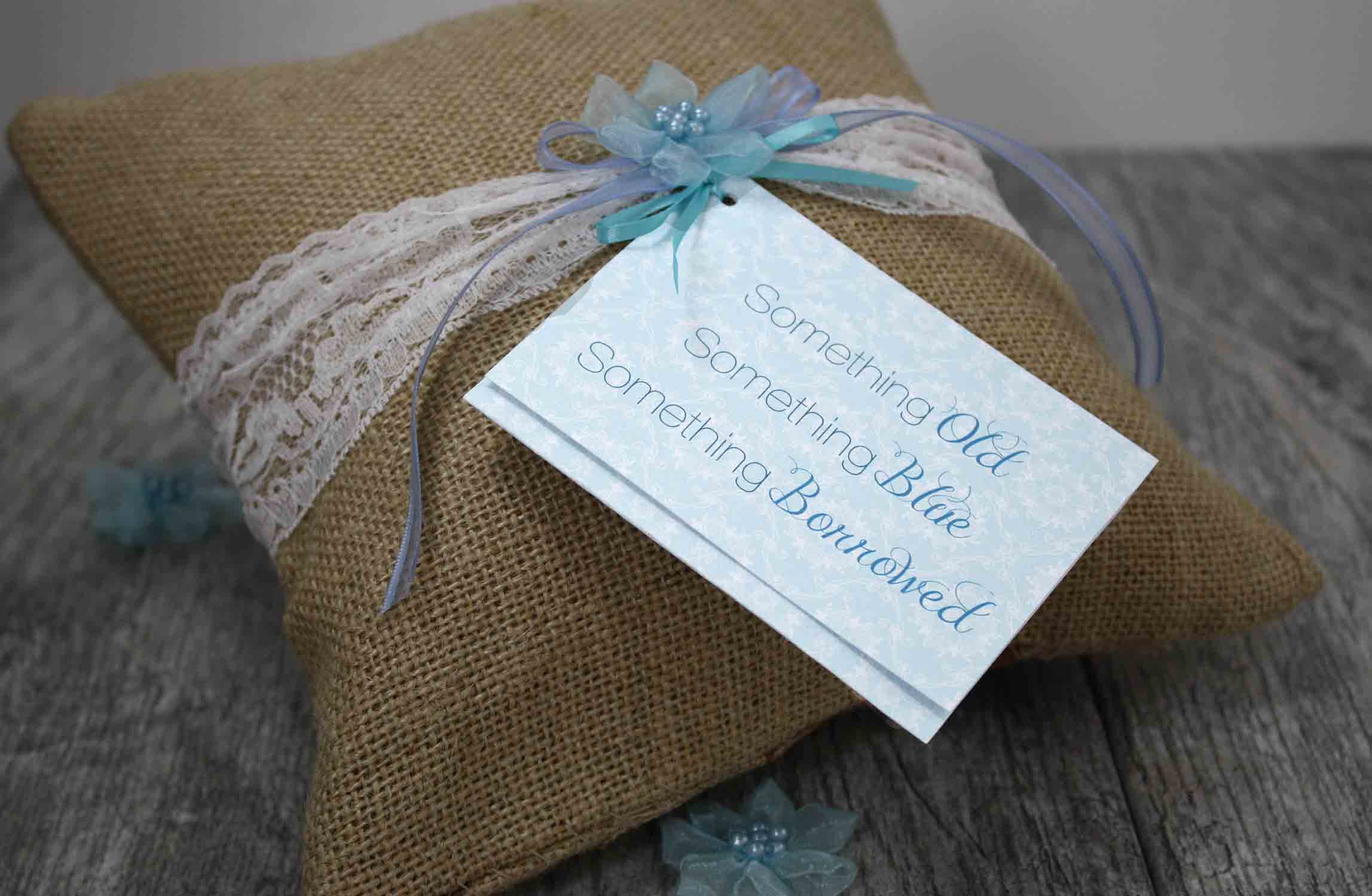 burlap pillow with gift card