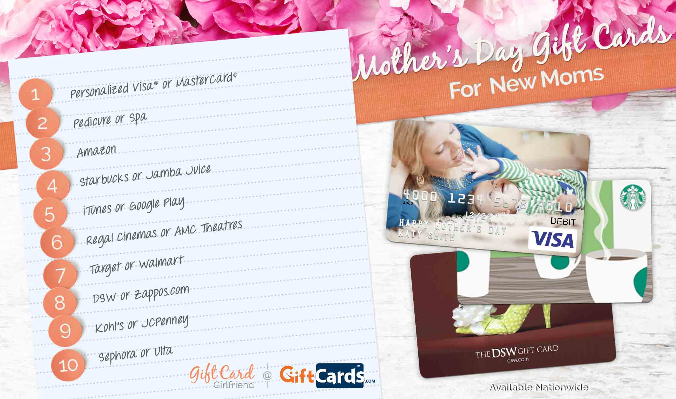 Top 10 Mother's Day Gift Cards for New Moms | GCG