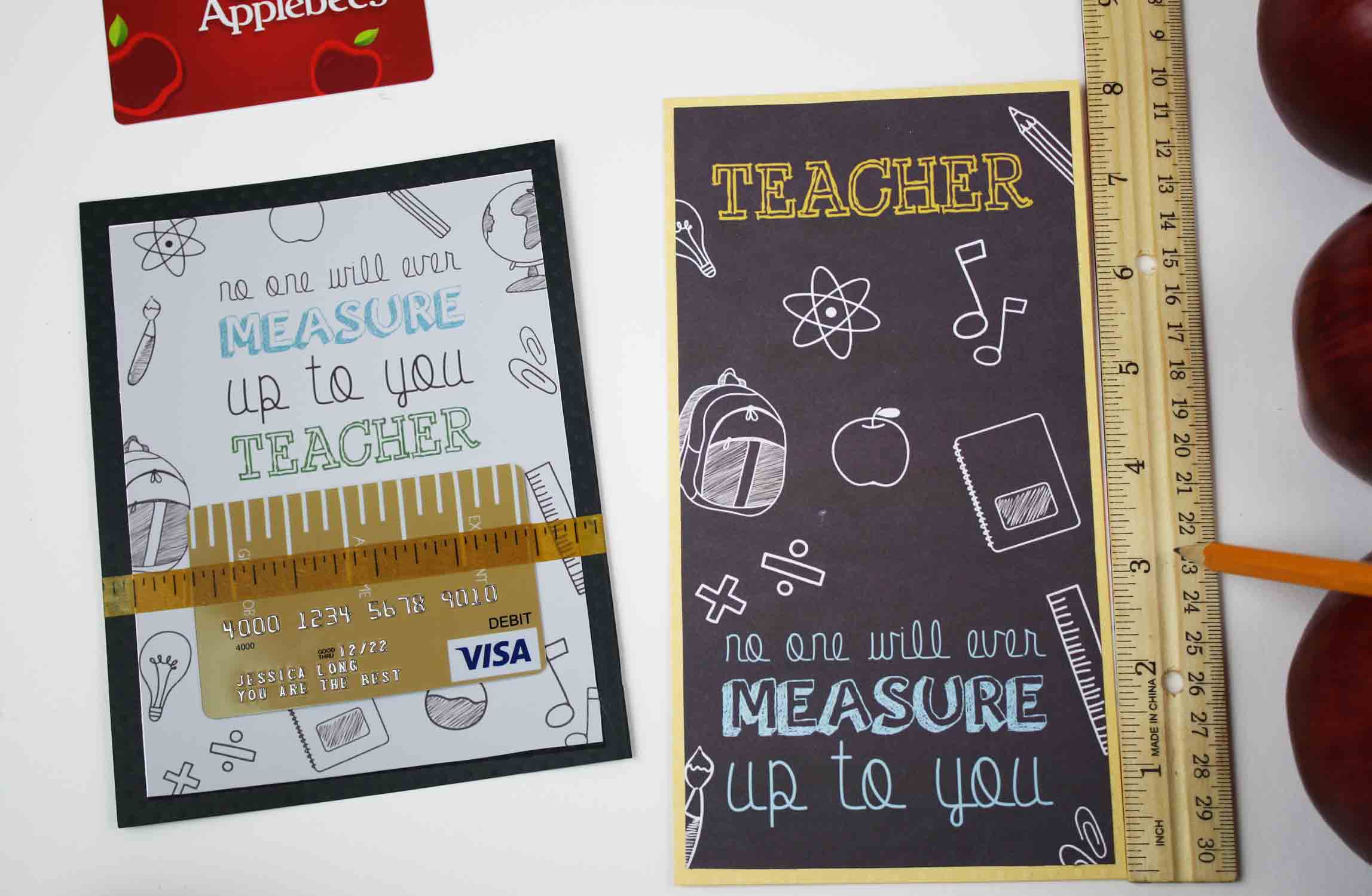 measure the printable gift card holder