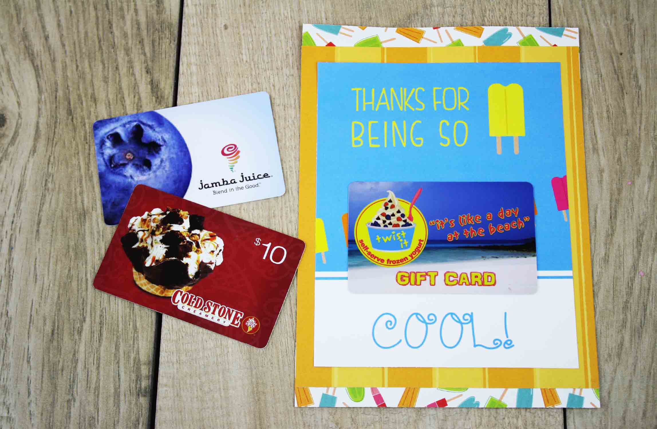 Free Gift Card Holders Say Thank You with Gift Cards