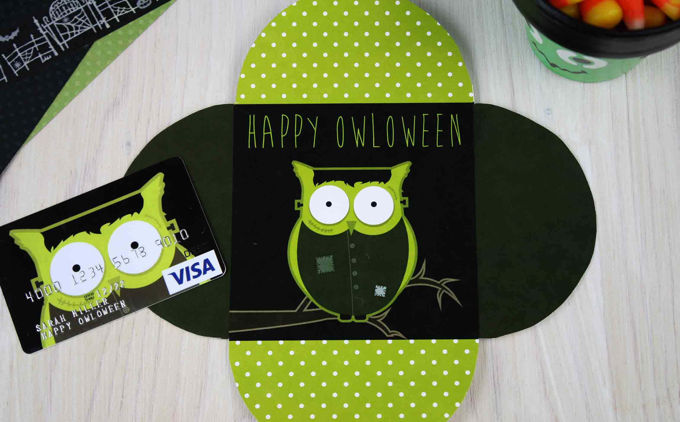 Happy OWLoween Frankenstein inside of card