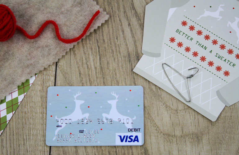 Embossed and Frosted Christmas Sweater Tag Card