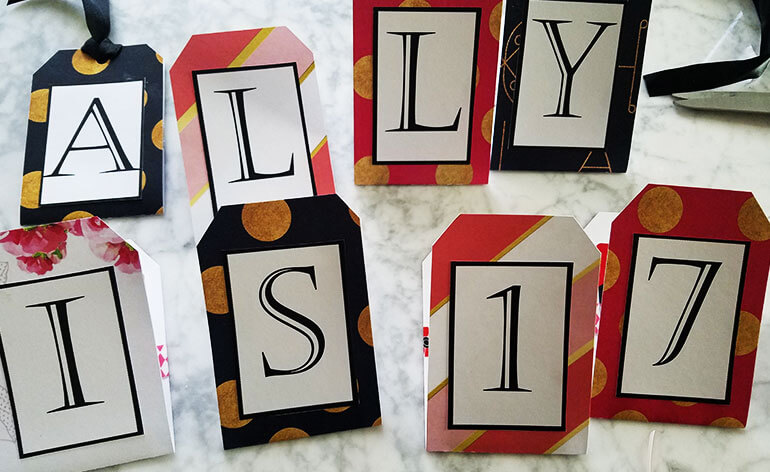 monogrammed gift card tags unattached