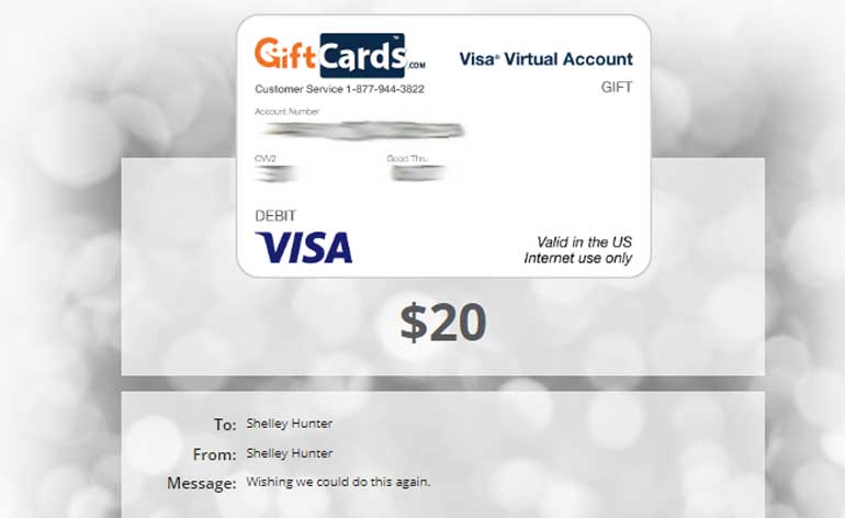 virtual visa egift card claimed