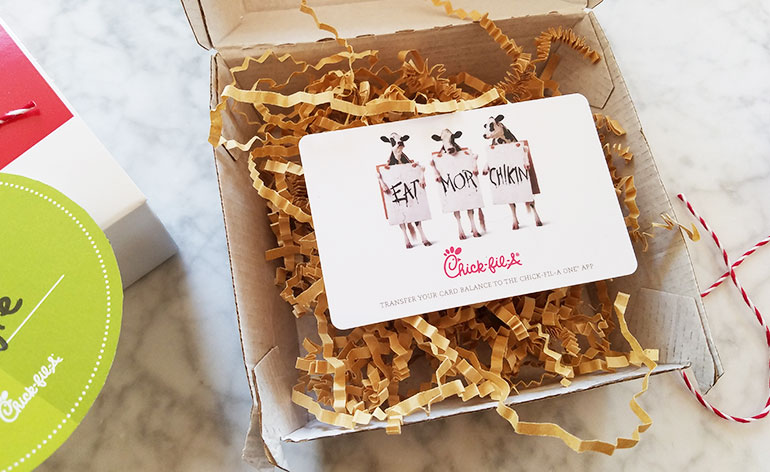 put gift card into chicken box