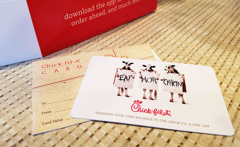 can you use chick fil a gift cards on grubhub