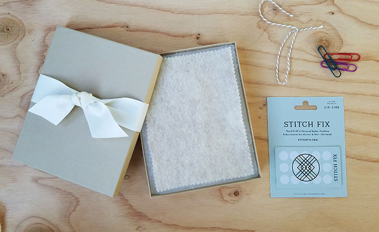 stitch fix gift card next to empty box