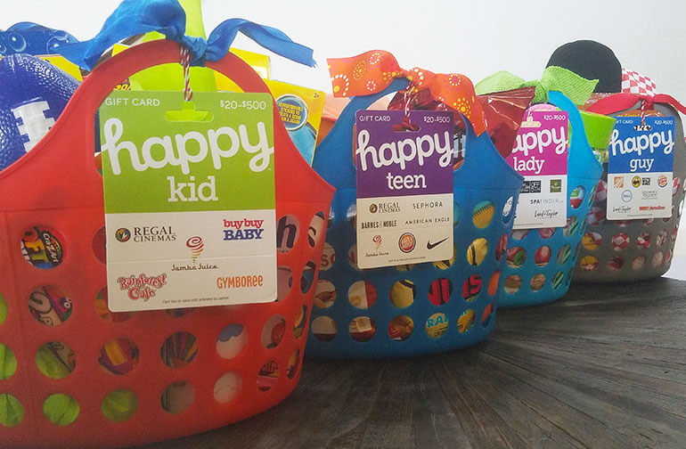 Happy Card gift card baskets for a fundraiser