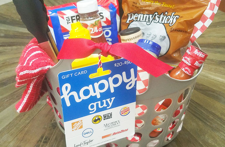 Happy Guy gift card basket