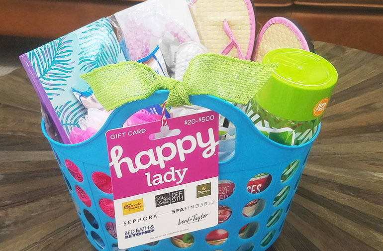 Happy Lady gift card basket