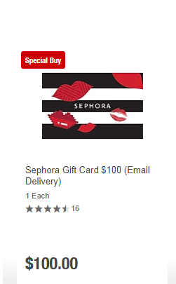  Customer reviews: Sephora Gift Card $100