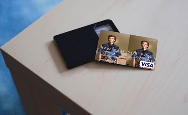 custom visa gift card on desk