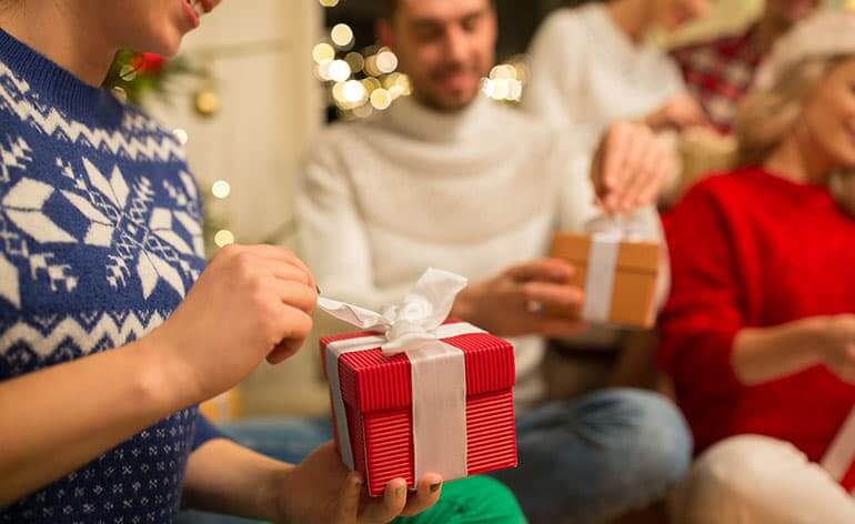 opening presents at a white elephant gift exchange