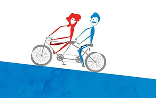 Couple riding bike