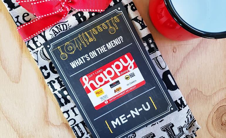 happy dining gift card on printable