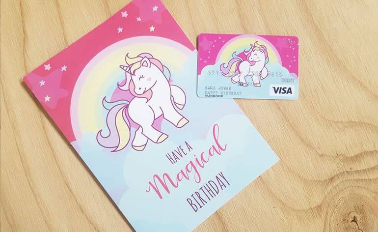 printed unicorn greeting card