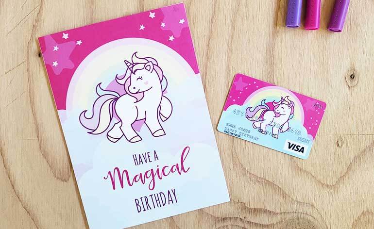 unicorn gift card with free printable unicorn greeting card giftcards com