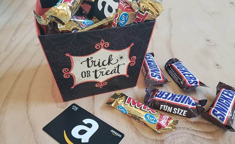 Trick or Treat box with a gift card