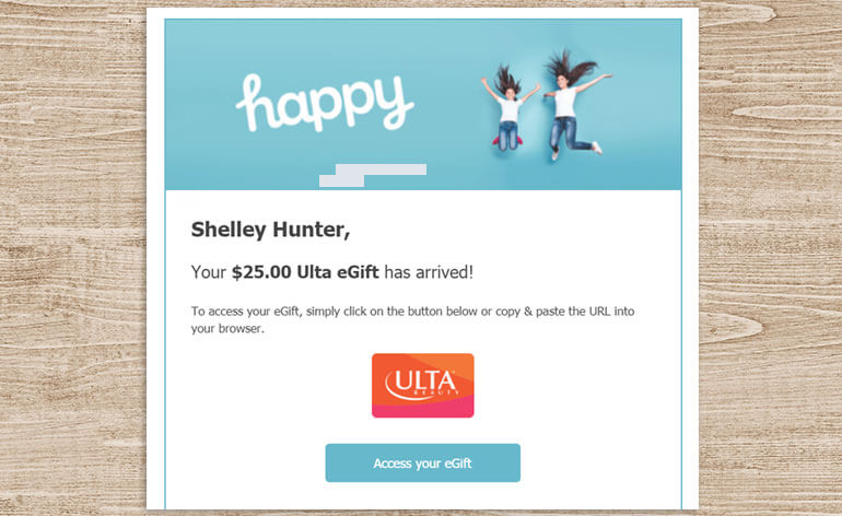 happy you egift card swap with ulta has arrived