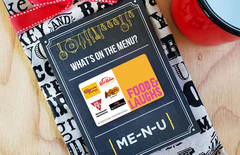 food and laughs gift card on printable