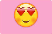 Love emoji on a pink background. 