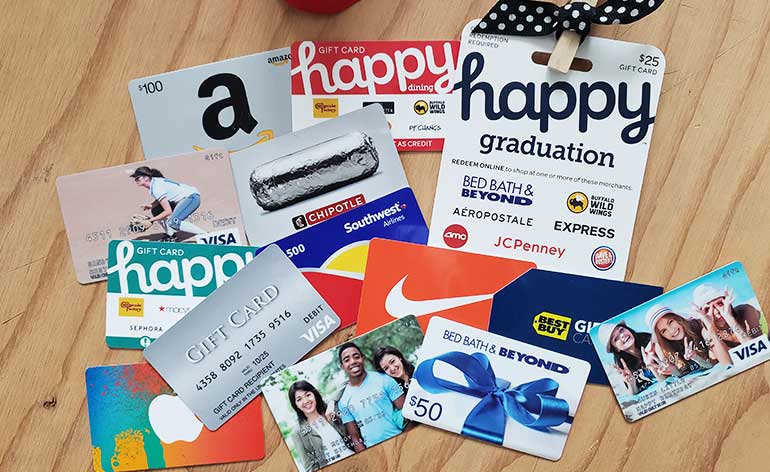 collection of gift cards for college graduates