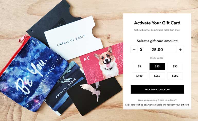 activation de cartes-cadeaux American Eagle à domicile