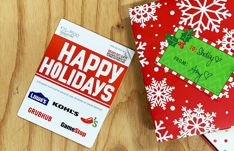 happy holidays gift card with box
