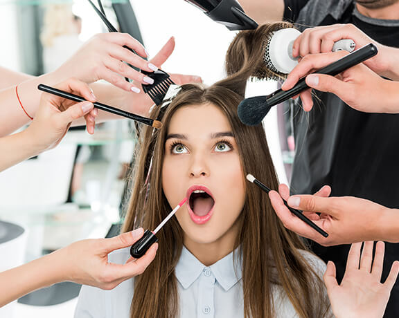 girl at the salon getting makeover
