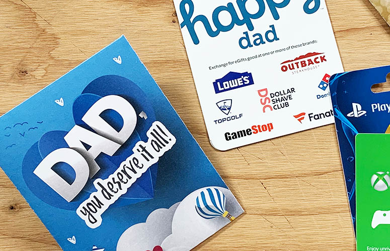 git card holder with balloons dad