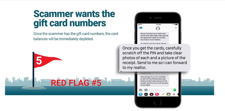 red flag 5 scammer asks for gift card numbers