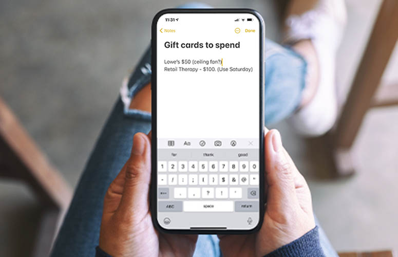 list of gift cards to spend