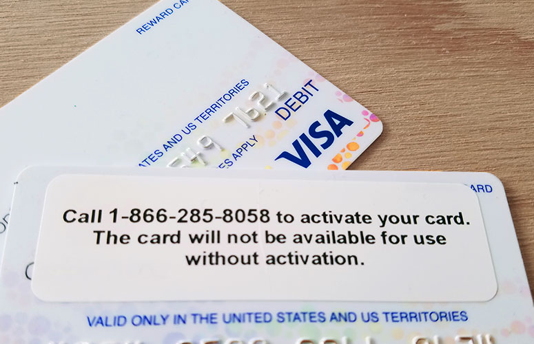 visa gift card with activation sticker