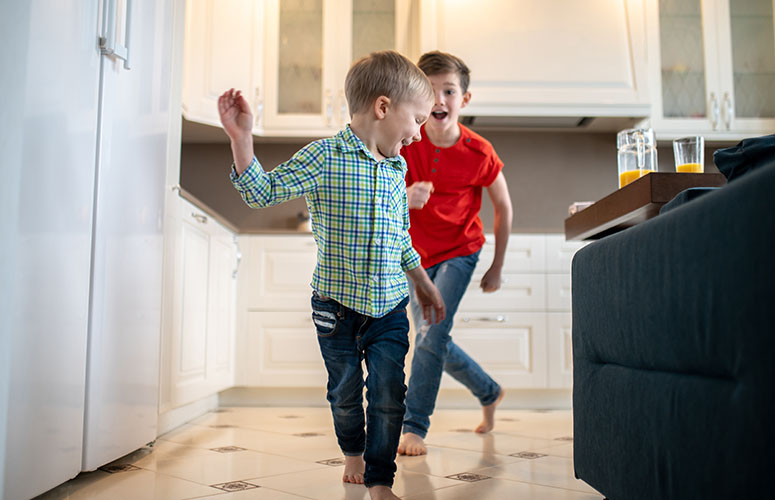 kids running in the house