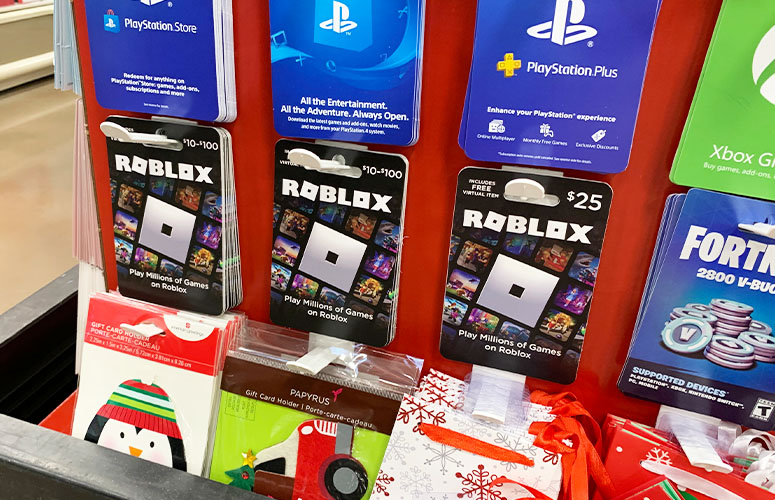 Roblox gift card on rack